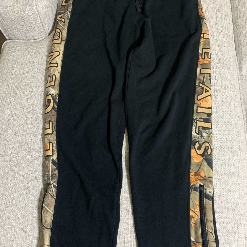 Legendary Whitetails Matching Hoodie Pants Set Black/Orange Camo Trim Large - Picture 16 of 16